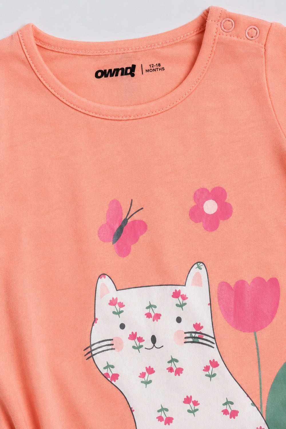 Infant Girls Peach Cat Print Co-ord Set - Image 7