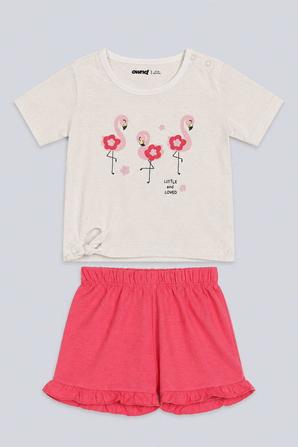 Infant Girls White Flamingo Print Co-ord Set - Image 2