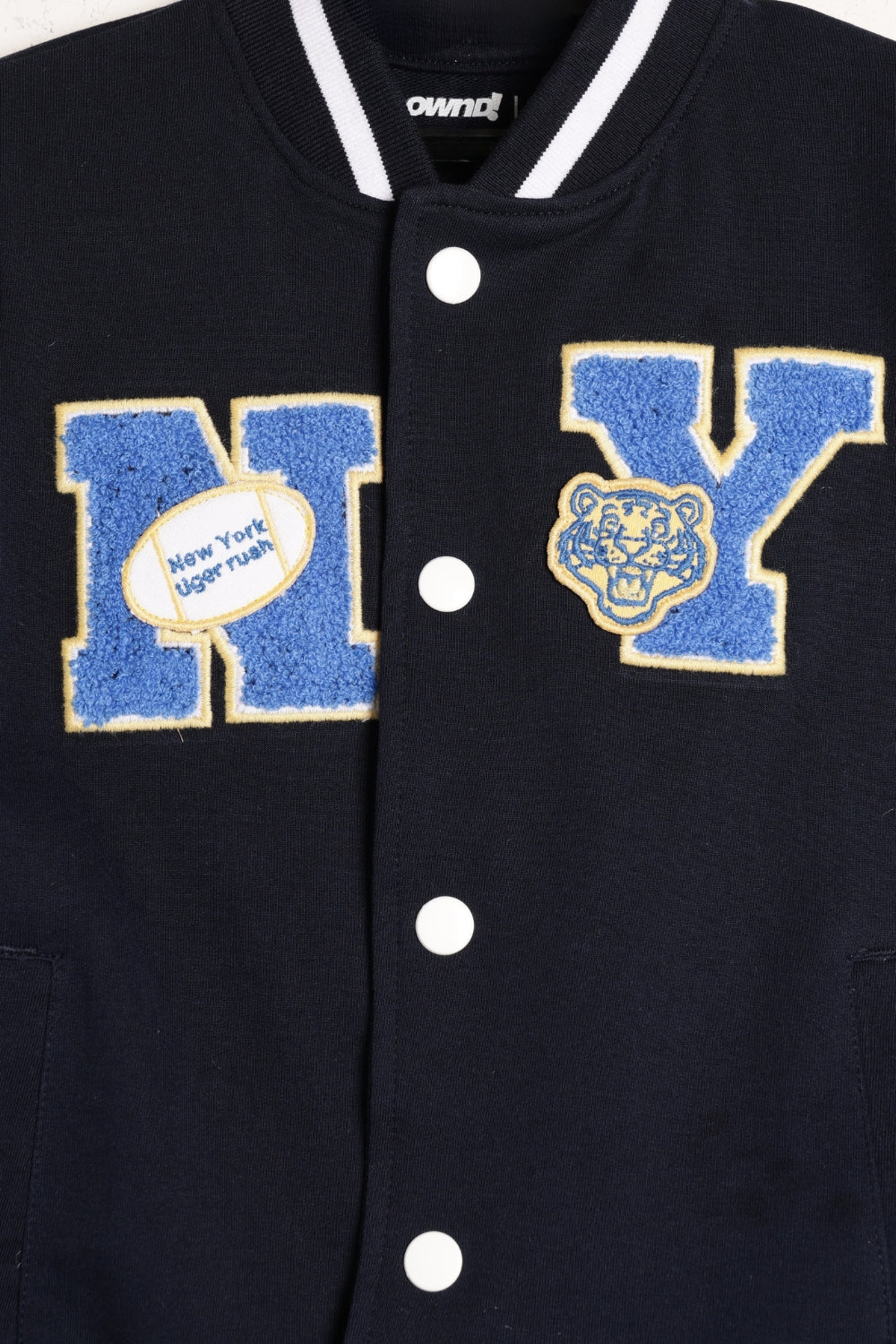 Boys Navy Varsity Bomber Sweatshirt - Image 6