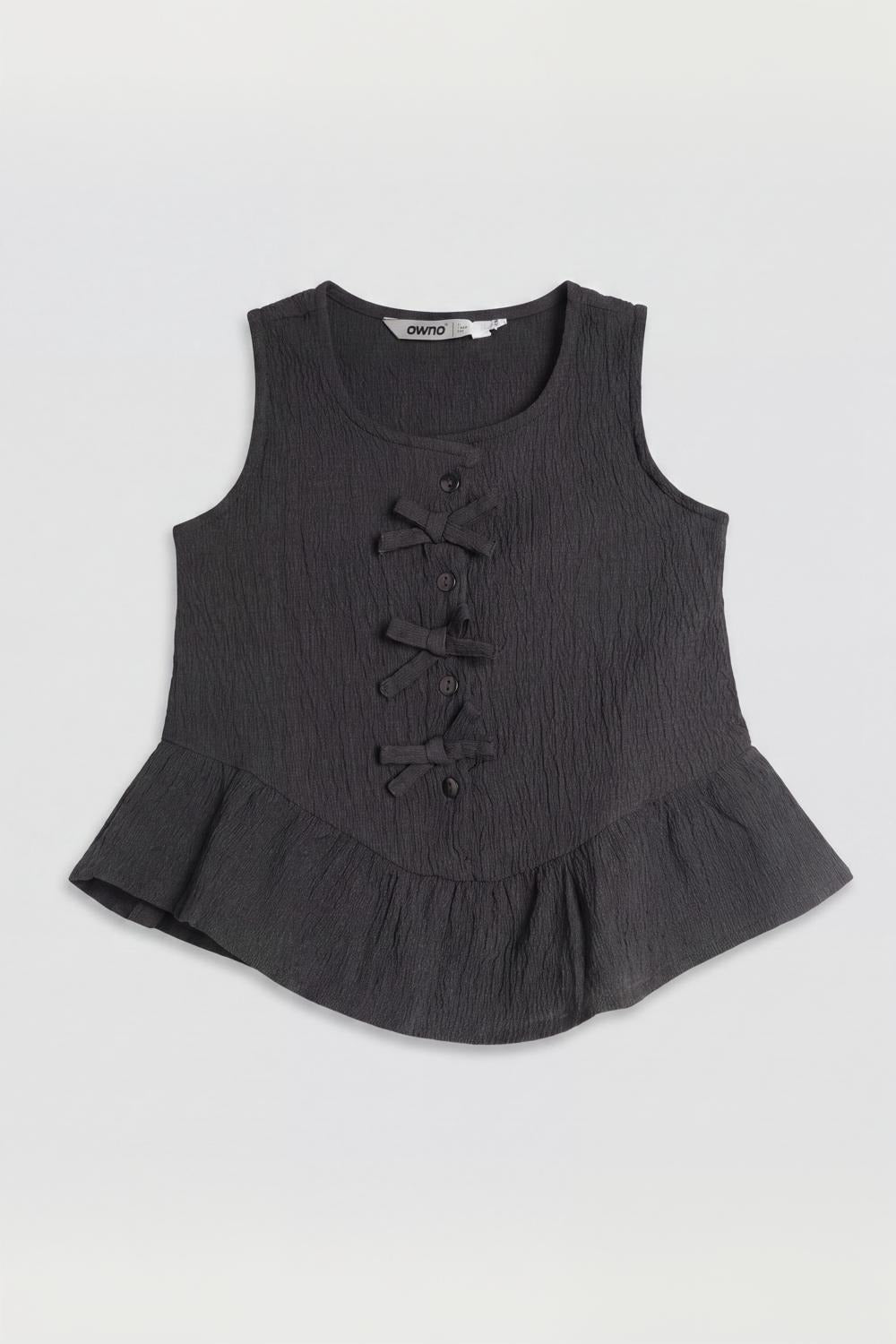 Girls Black Textured Peplum Co-ord Set - Image 2