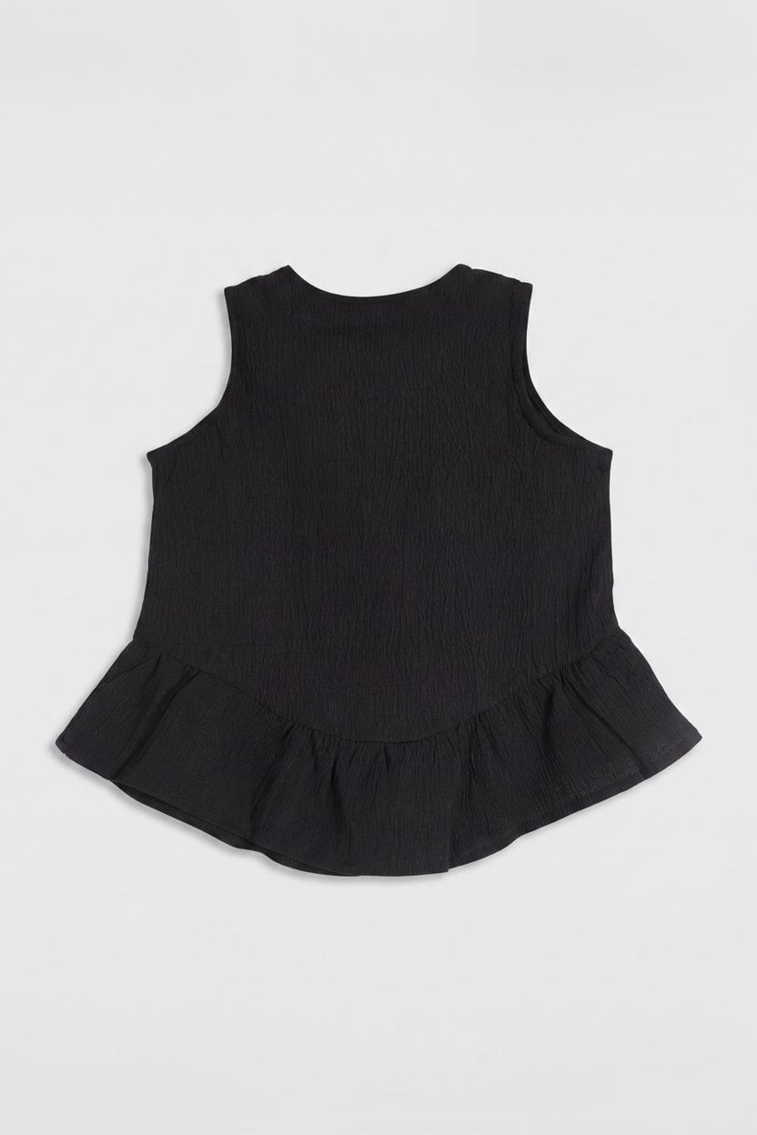 Girls Black Textured Peplum Co-ord Set - Image 3