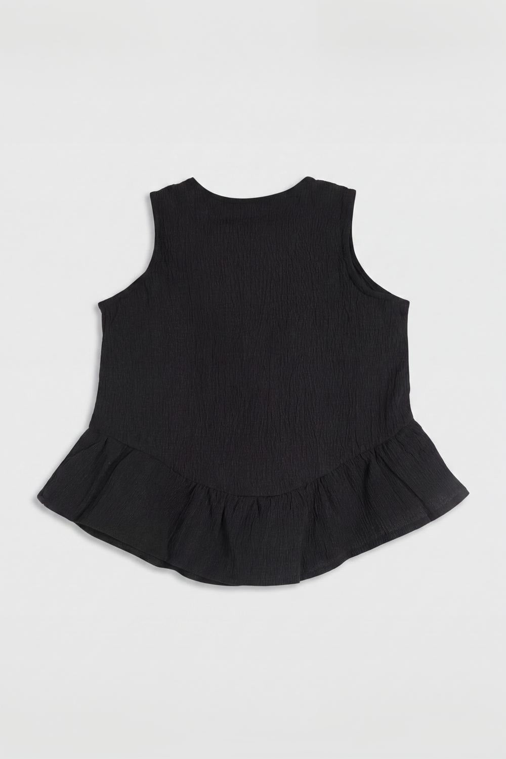 Girls Black Textured Peplum Co-ord Set - Image 3