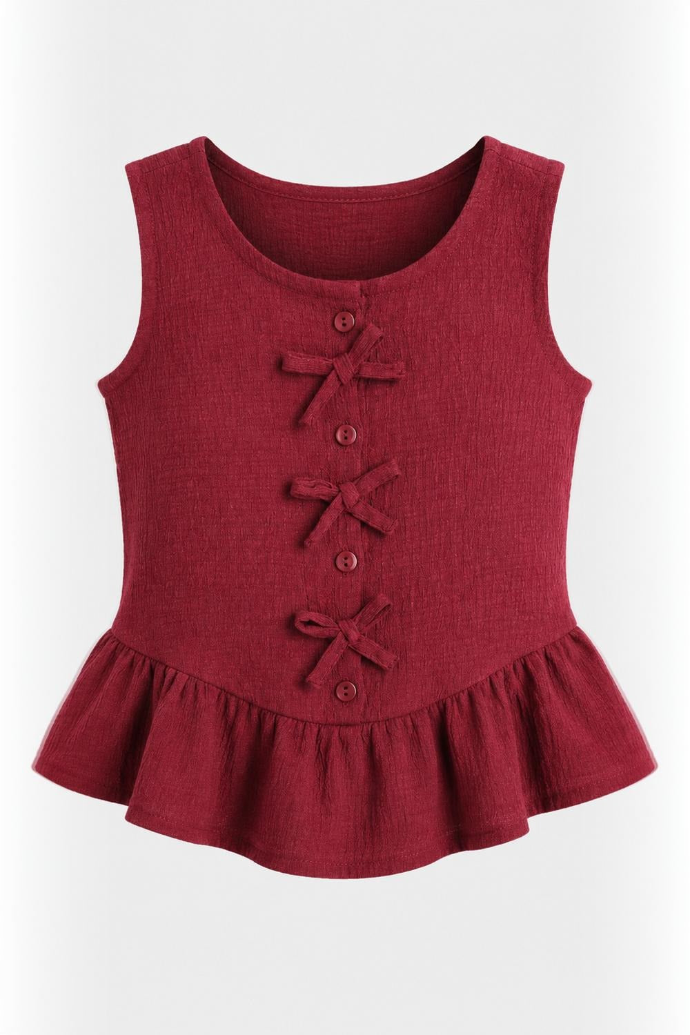 Girls Red Textured Peplum Co-ord Set - Image 3