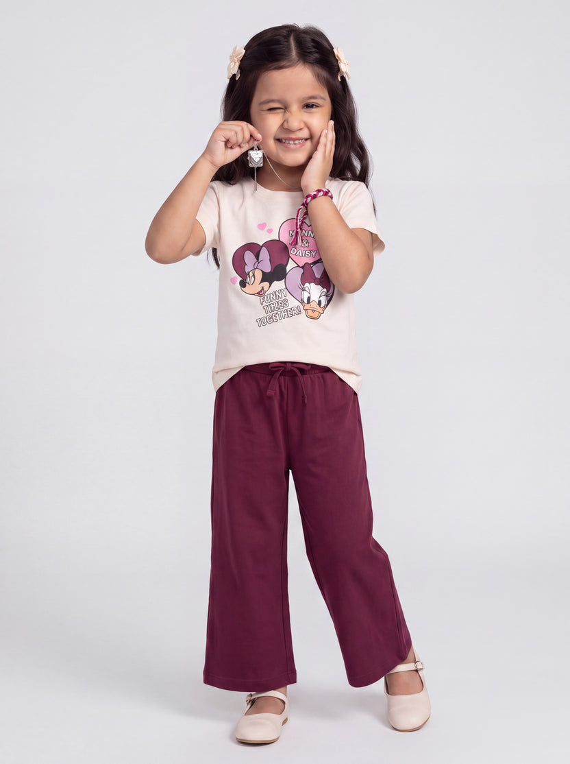 Girls Maroon Minnie Mouse Graphic Night Set - Image 1