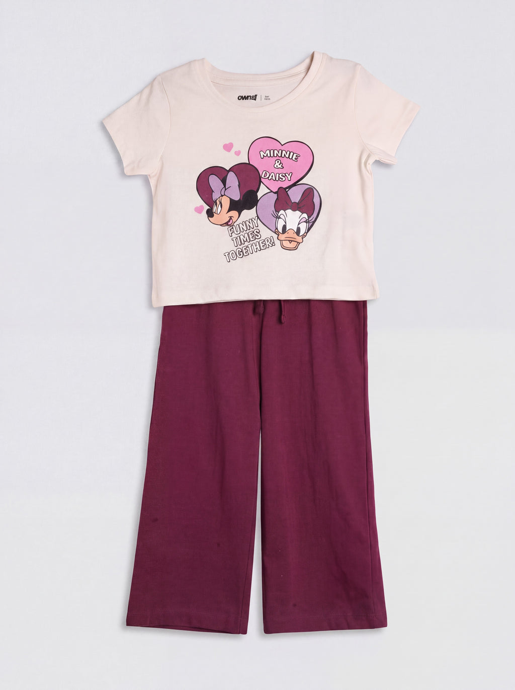 Girls Maroon Minnie Mouse Graphic Night Set - Image 2