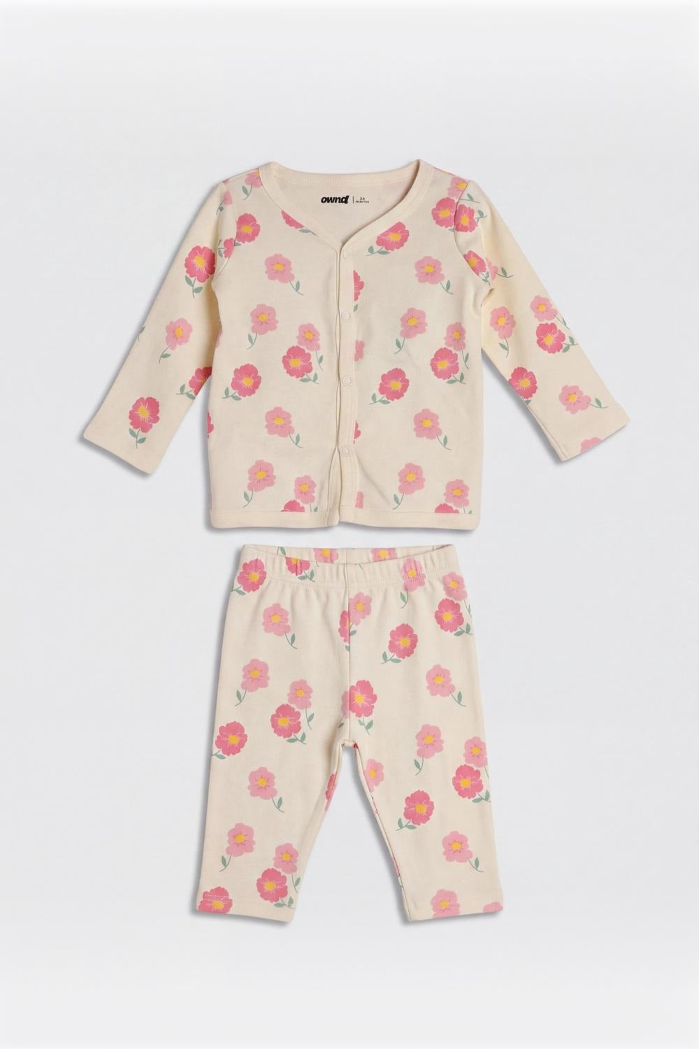 Infant Girls Cream Floral Print Co-ord Set - Image 1