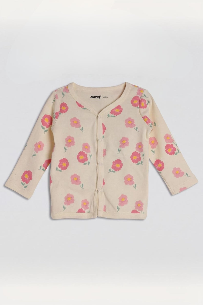 Infant Girls Cream Floral Print Co-ord Set - Image 2