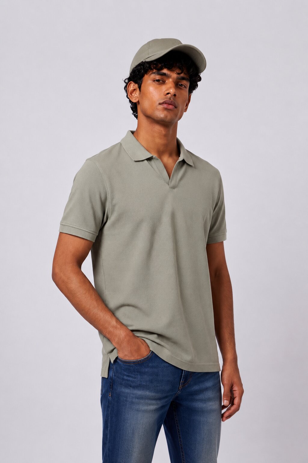 Mens Green Solid Polo T-Shirt - Image 1
