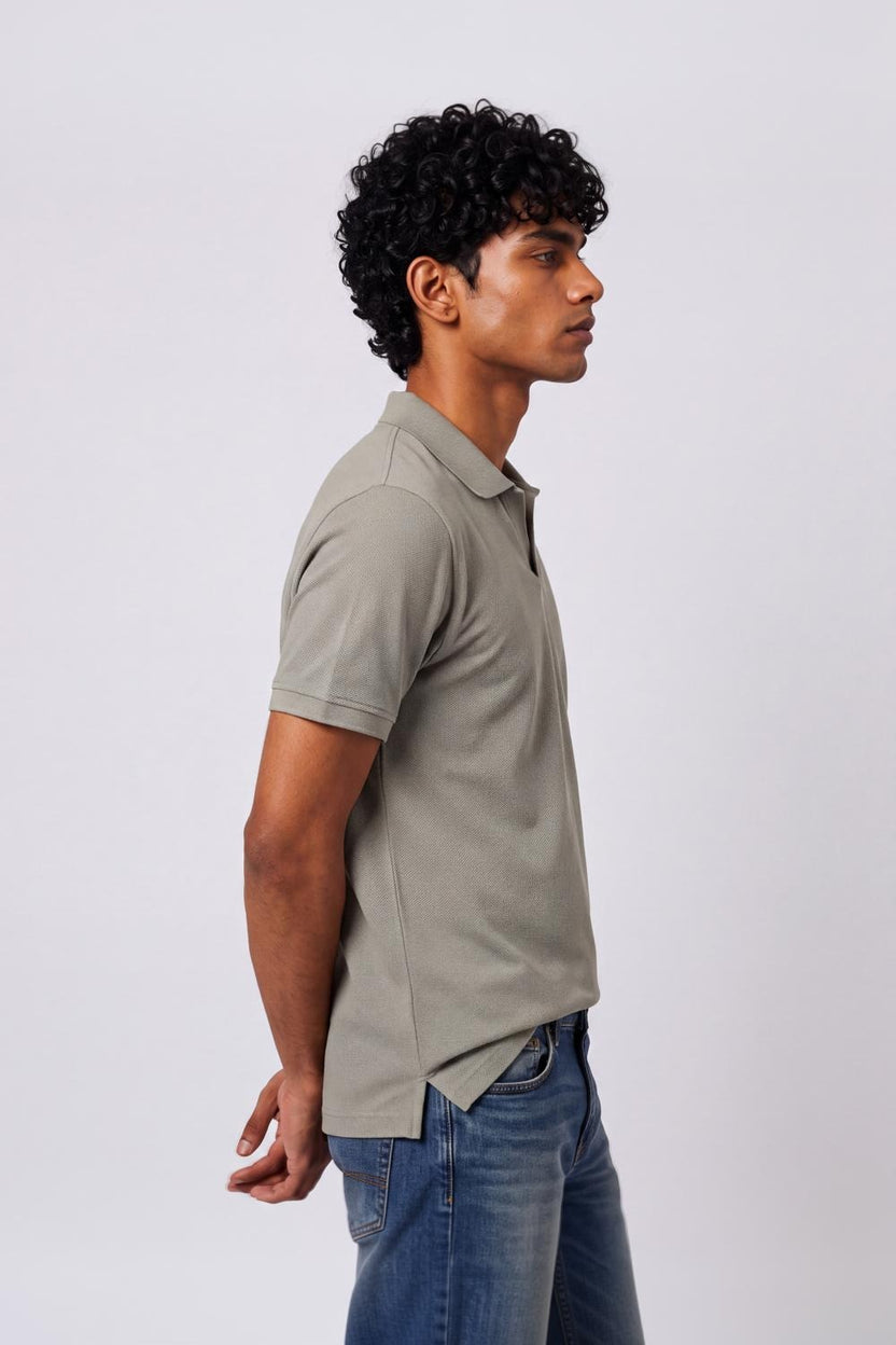 Mens Green Solid Polo T-Shirt - Image 4