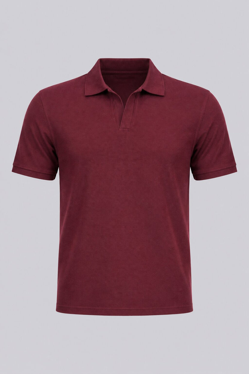Mens Maroon Solid Polo T-Shirt - Image 7