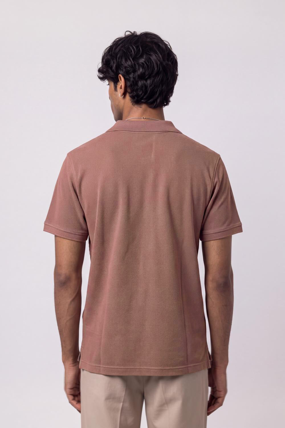 Mens Pink Solid Polo T-Shirt - Image 5