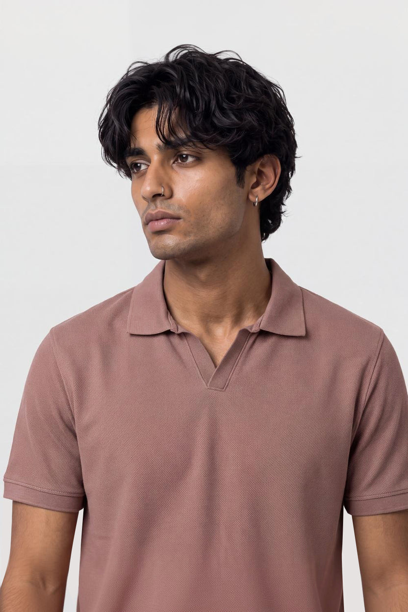 Mens Pink Solid Polo T-Shirt - Image 9