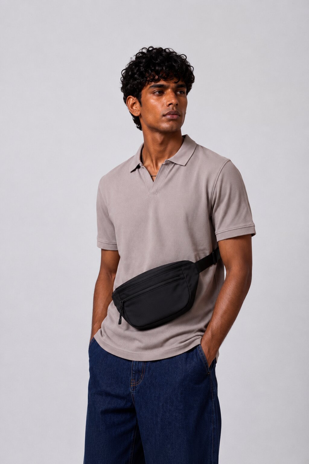 Mens Grey Solid Polo T-Shirt - Image 1