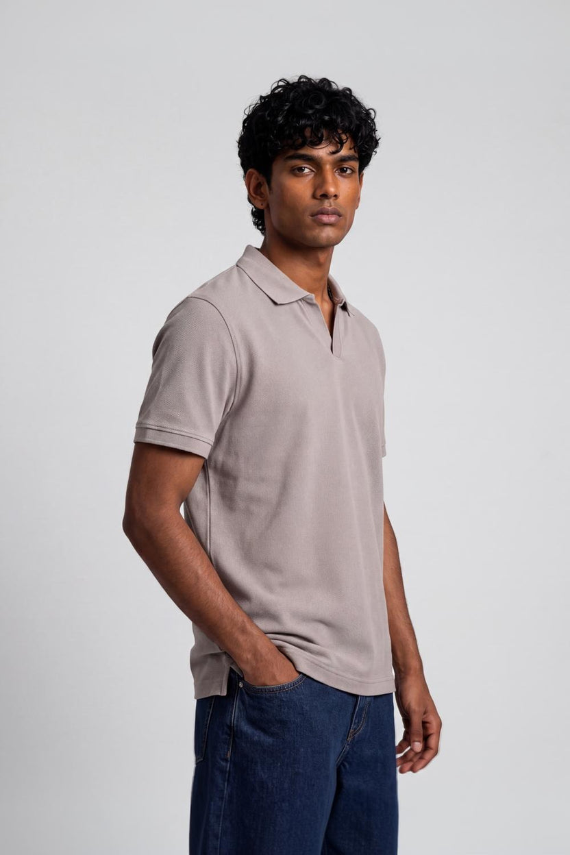 Mens Grey Solid Polo T-Shirt - Image 4