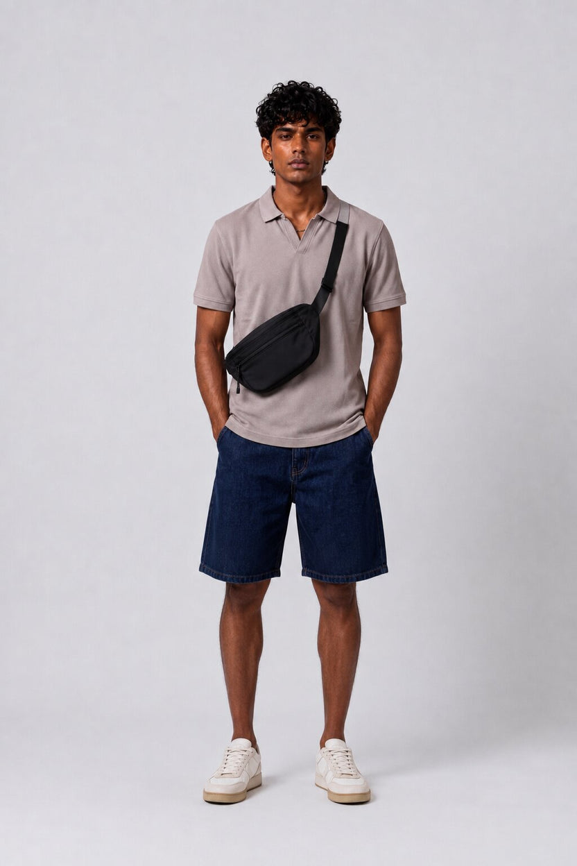 Mens Grey Solid Polo T-Shirt - Image 6