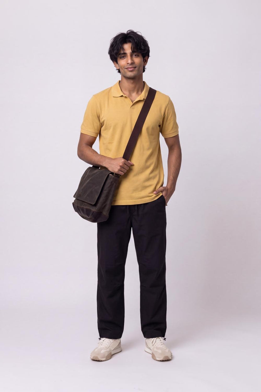 Mens Yellow Solid Polo T-Shirt - Image 6