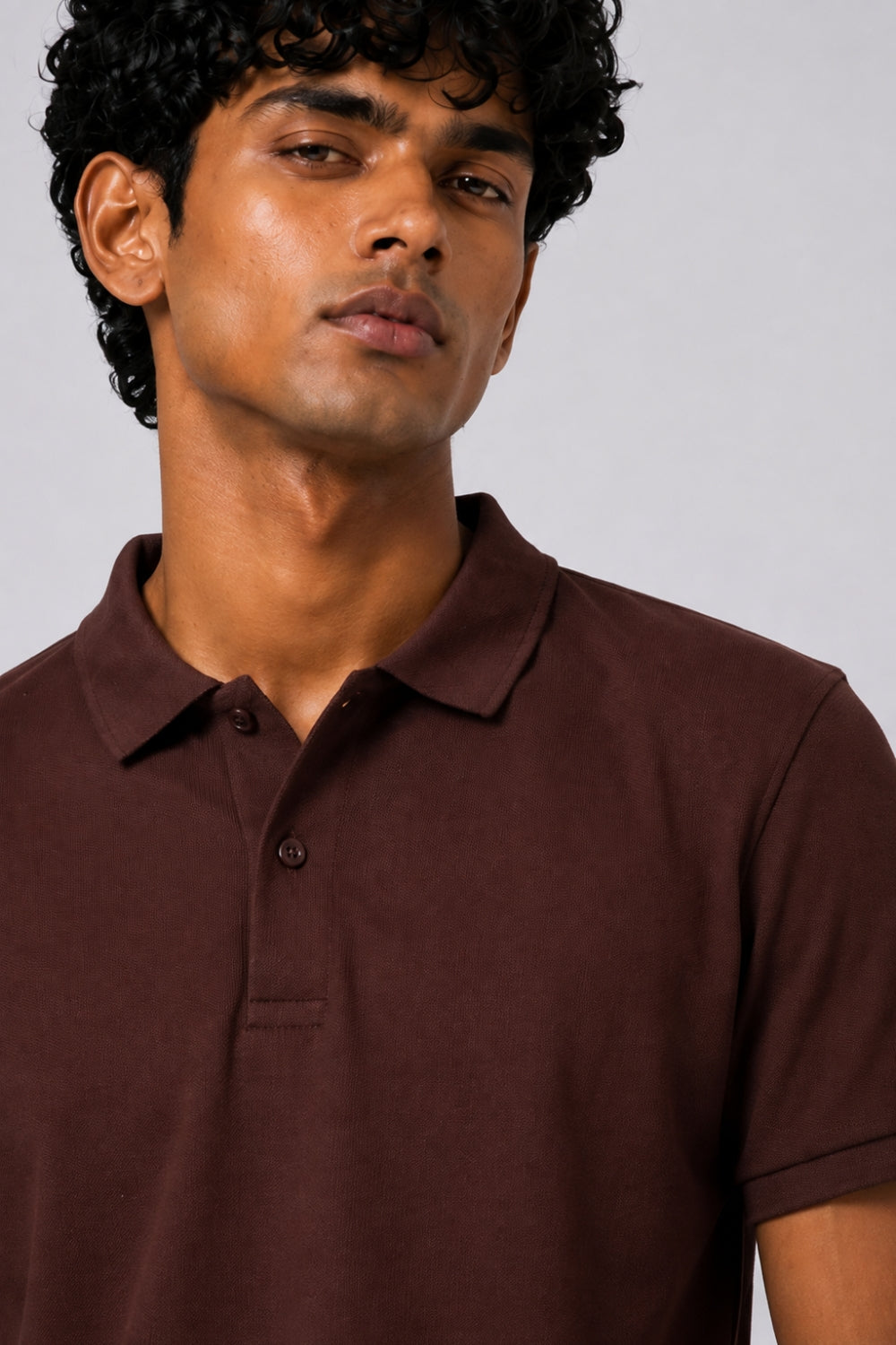 Mens Brown Solid Polo T-Shirt - Image 3