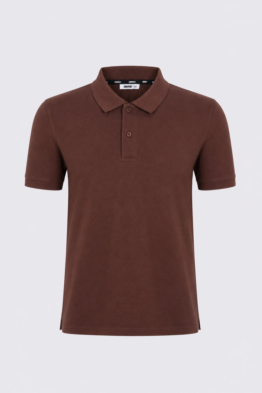 Mens Brown Solid Polo T-Shirt - Image 7