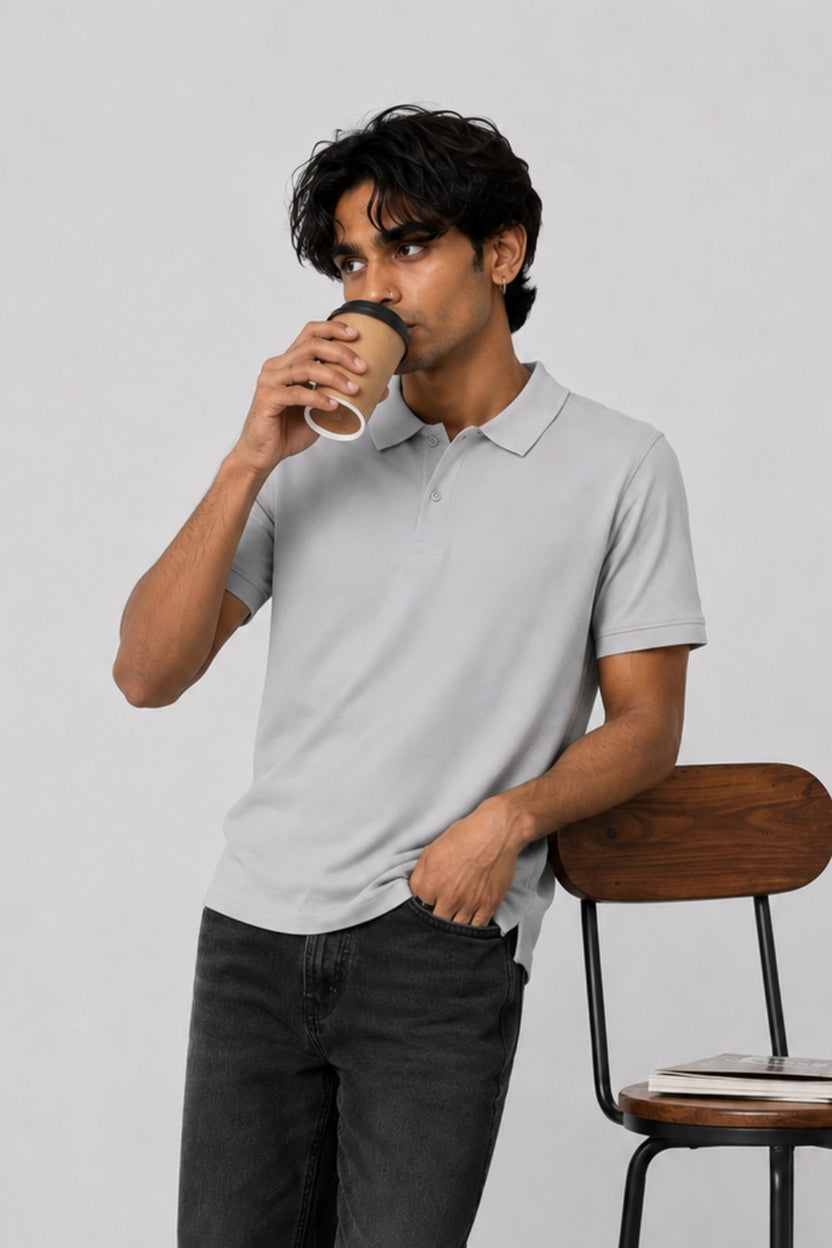 Mens Brown Light Blue Polo T-Shirt - Image 1