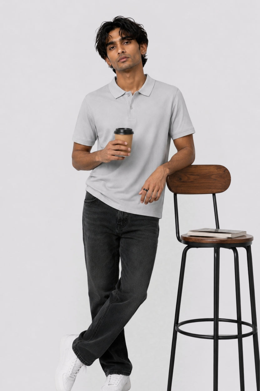 Mens Brown Light Blue Polo T-Shirt - Image 6