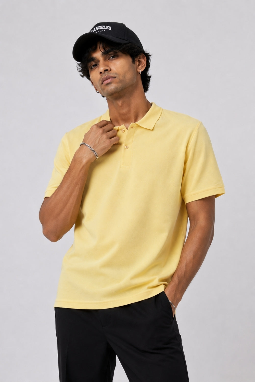 Mens Brown Yellow Polo T-Shirt - Image 1
