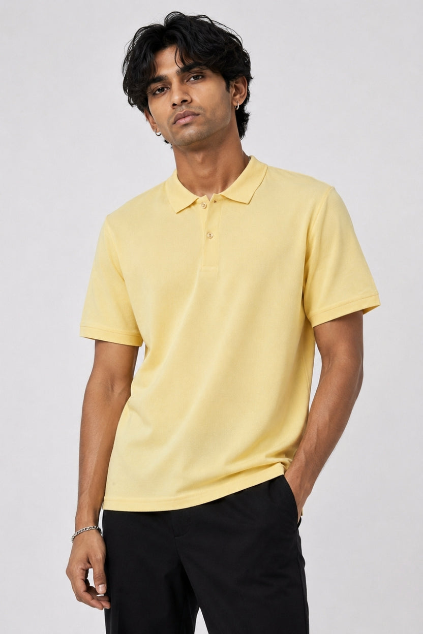 Mens Brown Yellow Polo T-Shirt - Image 2