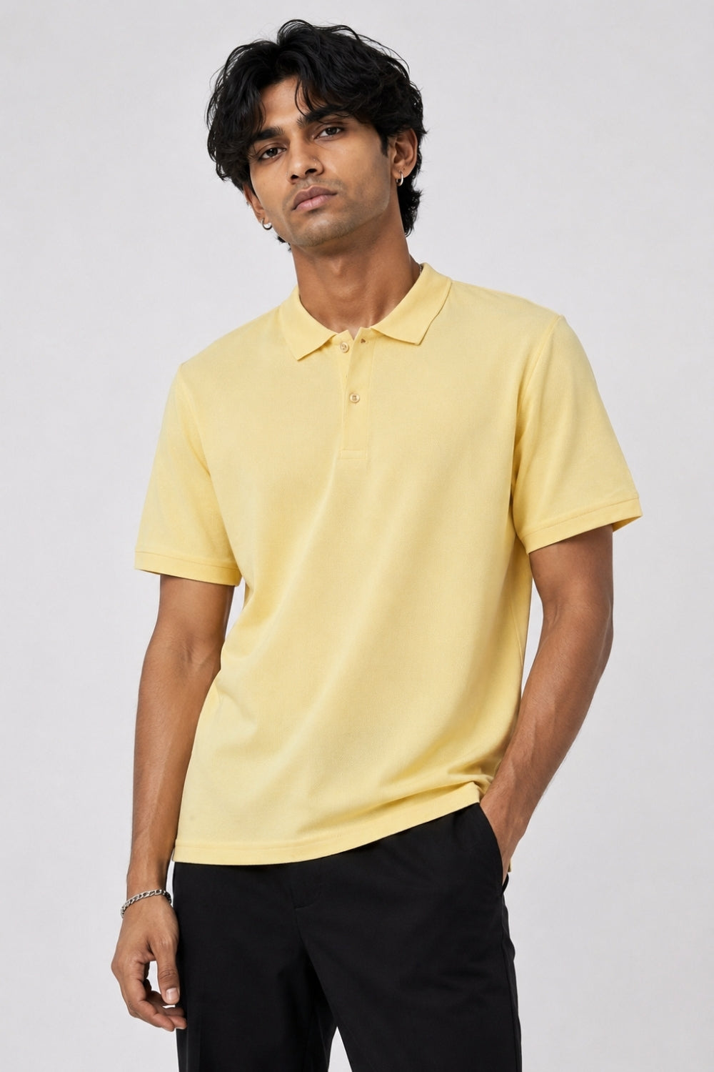 Mens Brown Yellow Polo T-Shirt - Image 2