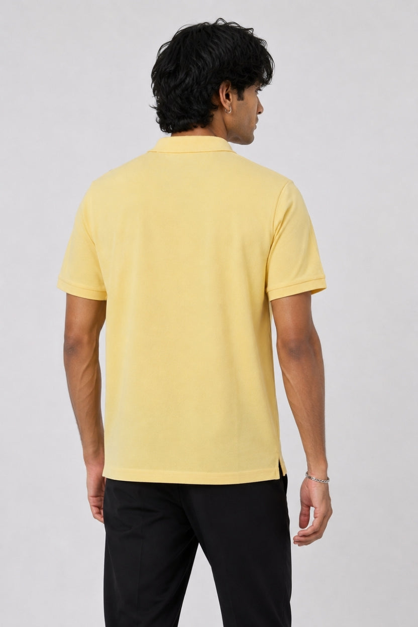 Mens Brown Yellow Polo T-Shirt - Image 5