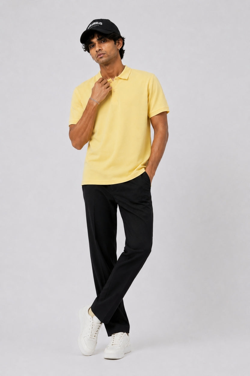 Mens Brown Yellow Polo T-Shirt - Image 6