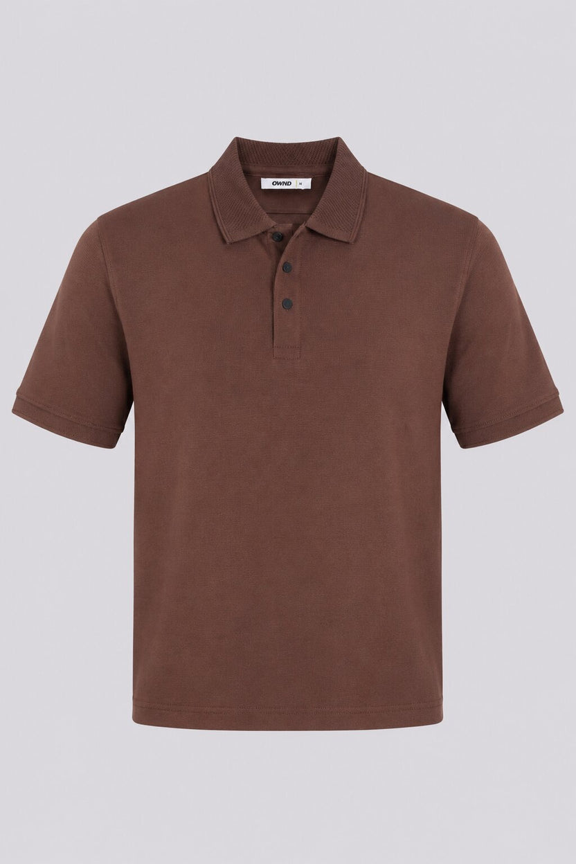 Mens Regular Fit Brown Solid Polo T-Shirt - Image 7