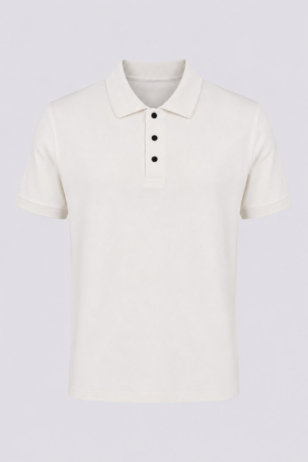 Mens Regular Fit Off White Solid Polo T-Shirt - Image 7