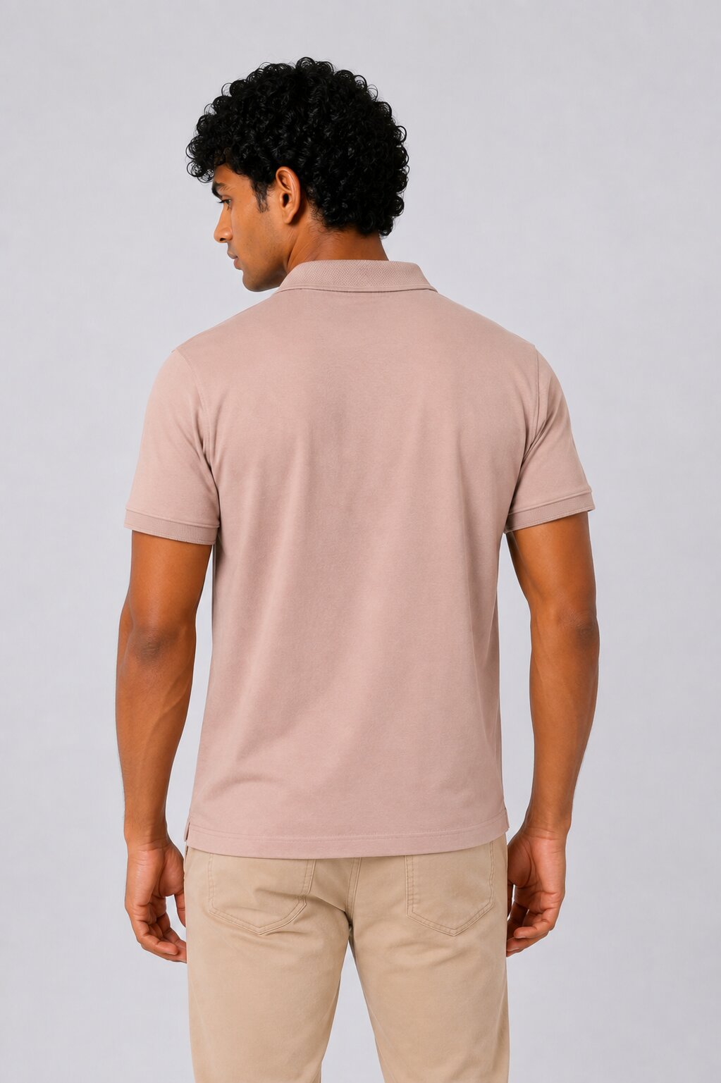 Mens Regular Fit Pink Solid Polo T-Shirt - Image 5