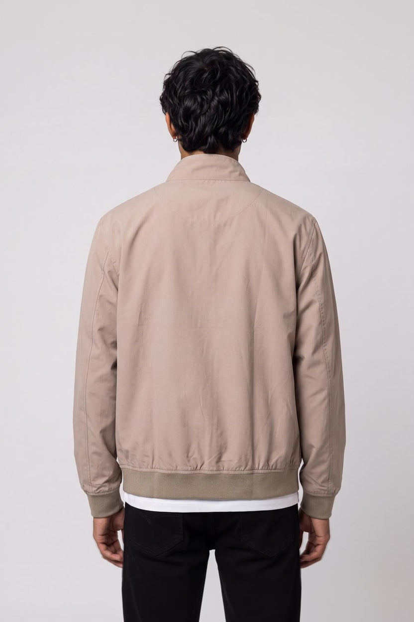 Mens Beige Zip-Up Bomber Jacket - Image 4