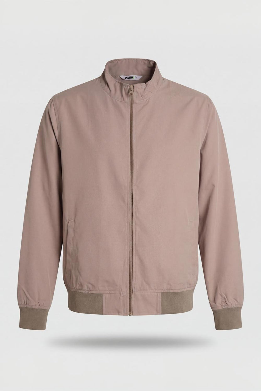 Mens Beige Zip-Up Bomber Jacket - Image 6