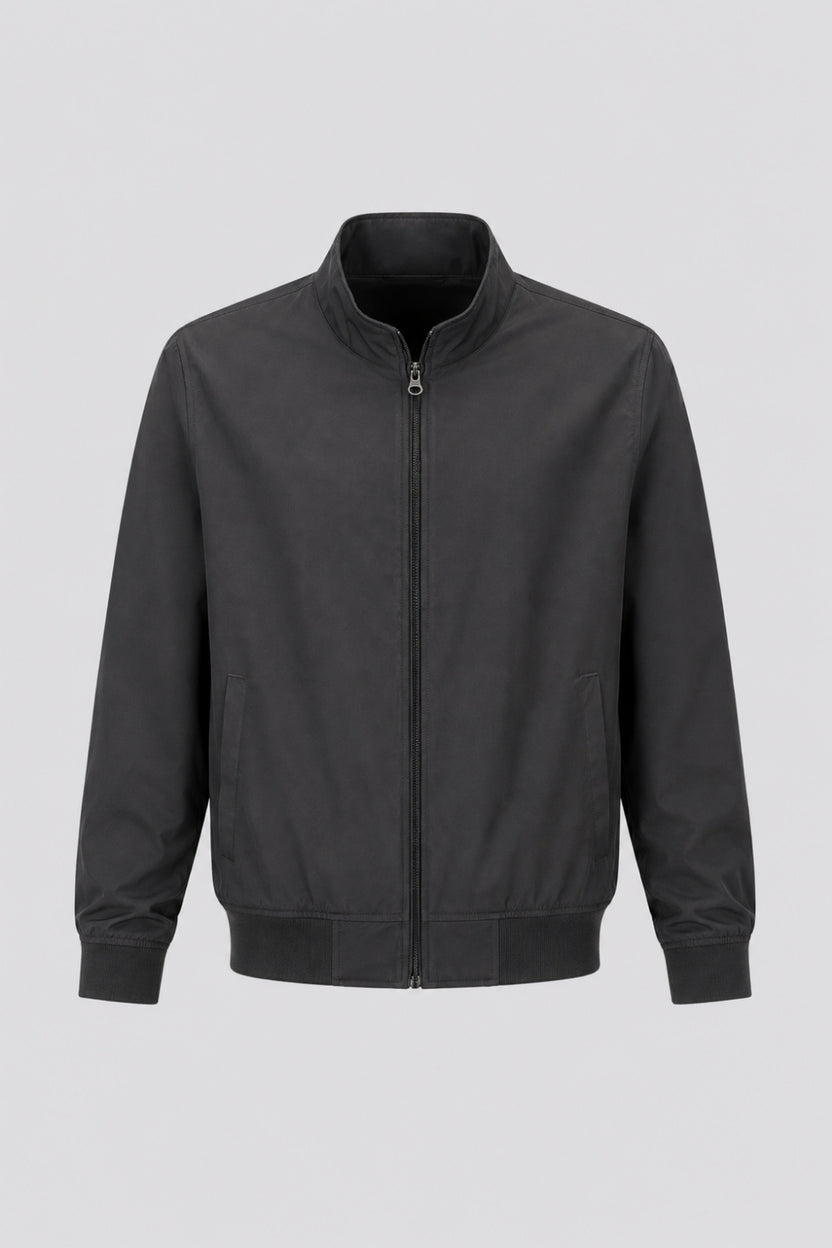 Mens Charcoal Zip-Up Bomber Jacket - Image 7