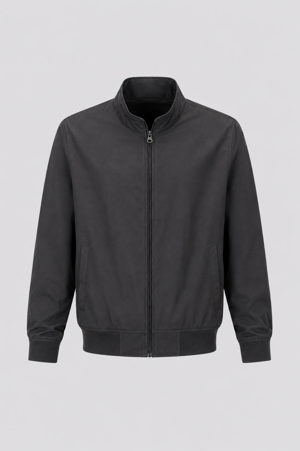 Mens Charcoal Zip-Up Bomber Jacket - Image 7