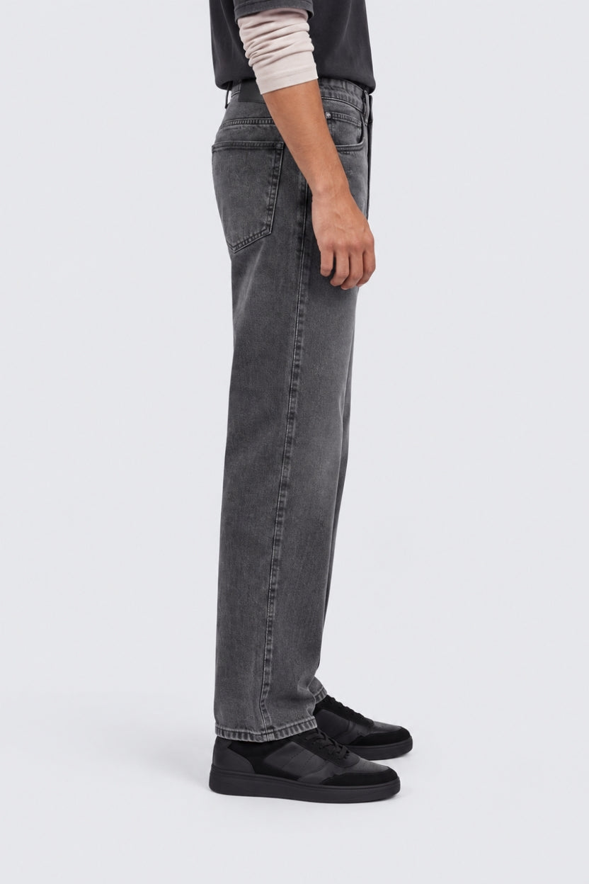 Mens Baggy Fit Grey Solid Jeans - Image 4