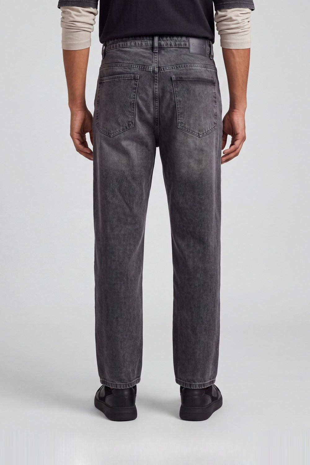 Mens Baggy Fit Grey Solid Jeans - Image 5