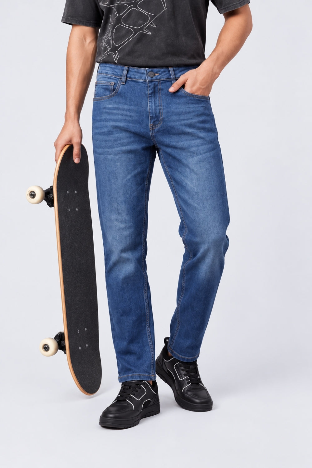 Mens Slim Fit Blue Solid Jeans - Image 1