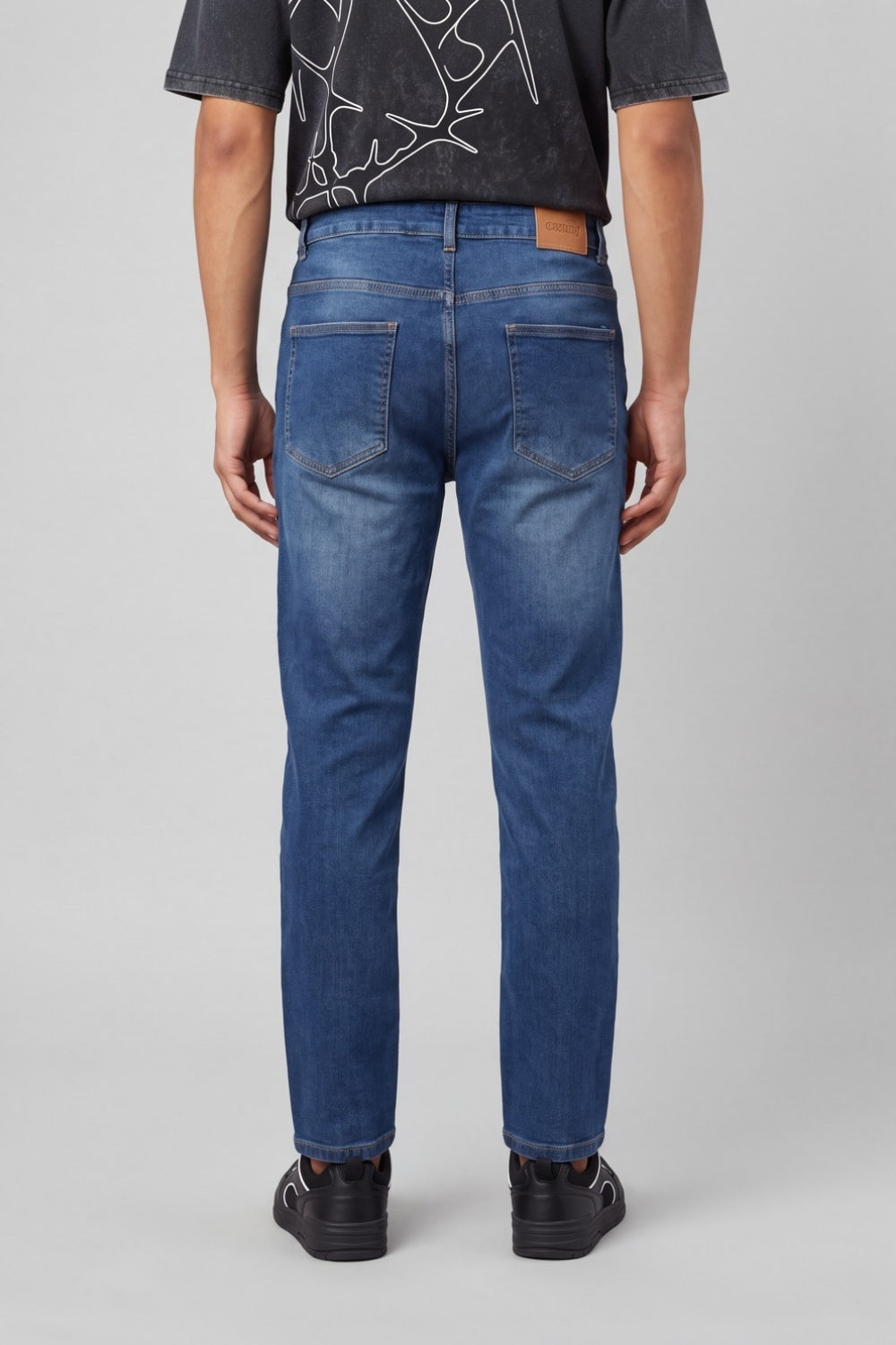 Mens Slim Fit Blue Solid Jeans - Image 5