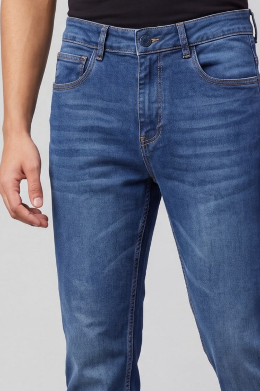 Mens Slim Fit Blue Solid Jeans - Image 9