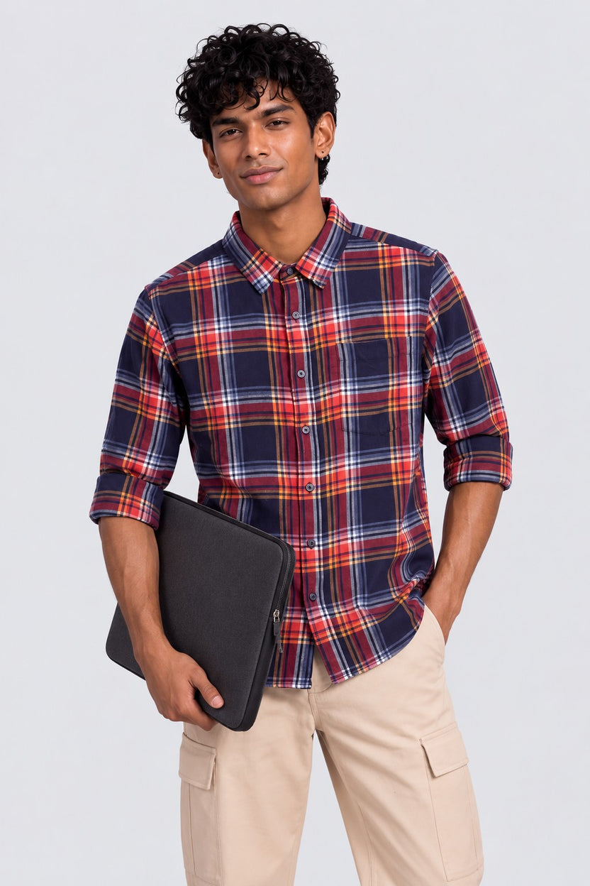 Mens Navy Essential Wear Regular Fit Shirt - Image 1