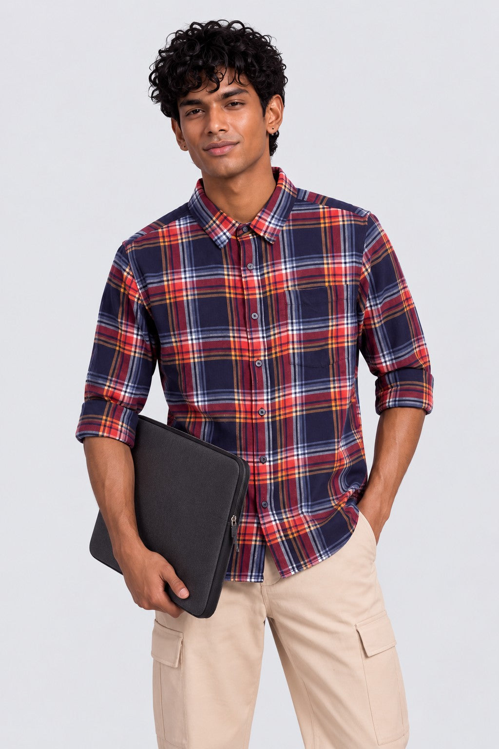 Mens Navy Essential Wear Regular Fit Shirt - Image 1