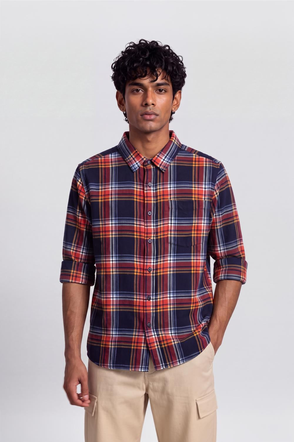 Mens Navy Essential Wear Regular Fit Shirt - Image 2