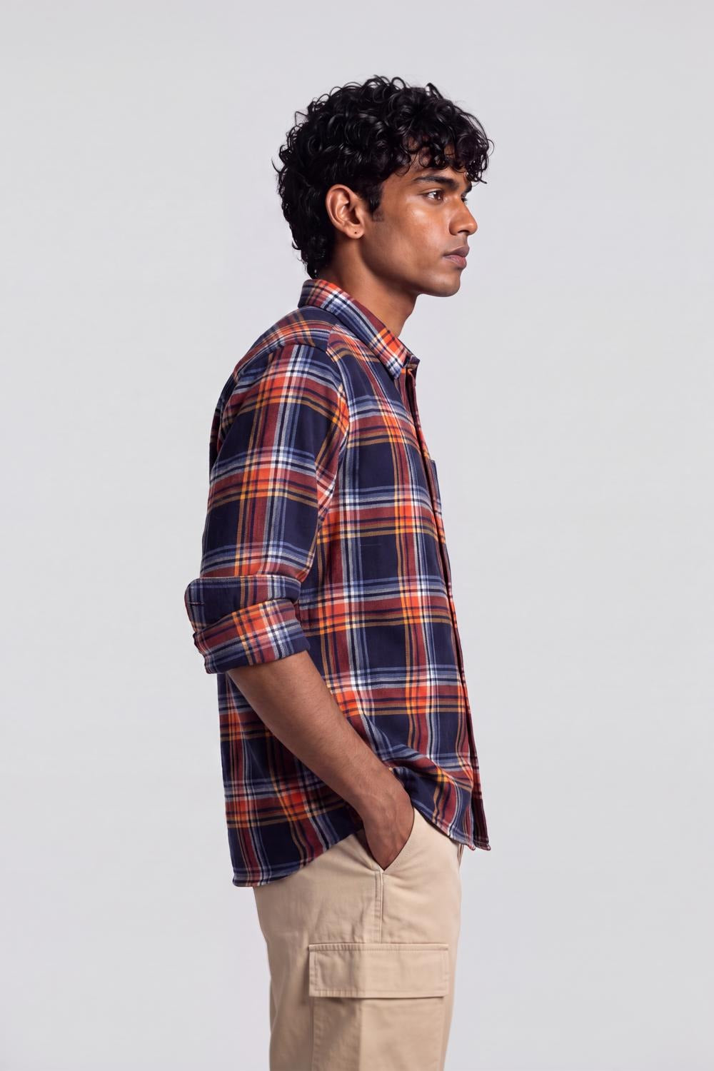 Mens Navy Essential Wear Regular Fit Shirt - Image 4