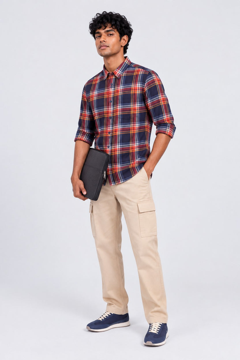 Mens Navy Essential Wear Regular Fit Shirt - Image 6