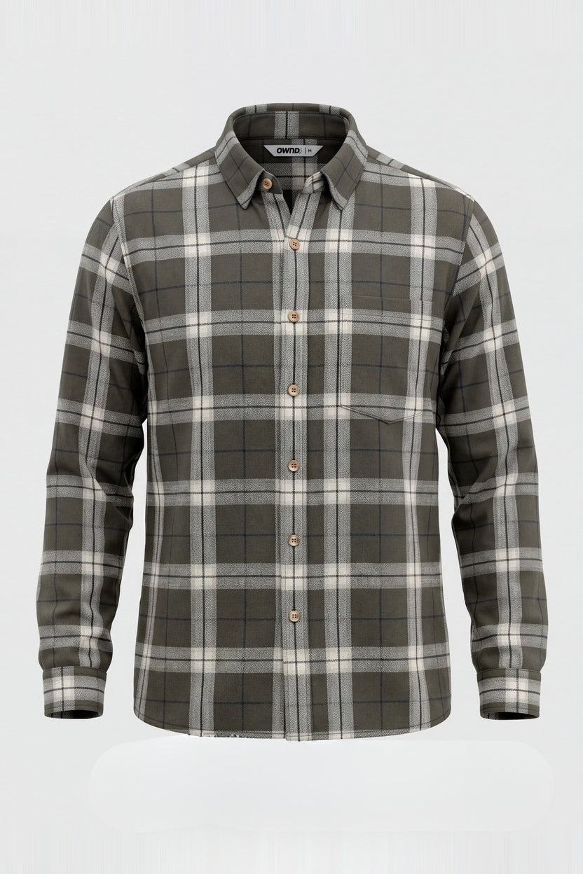 Mens Regular Fit Green Checked Casual Shirt - Image 7