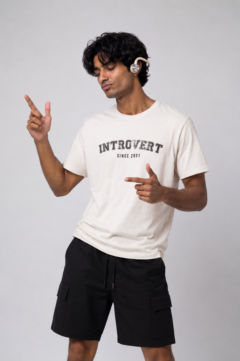 Mens Off White Typographic Printed T-Shirt - Image 1