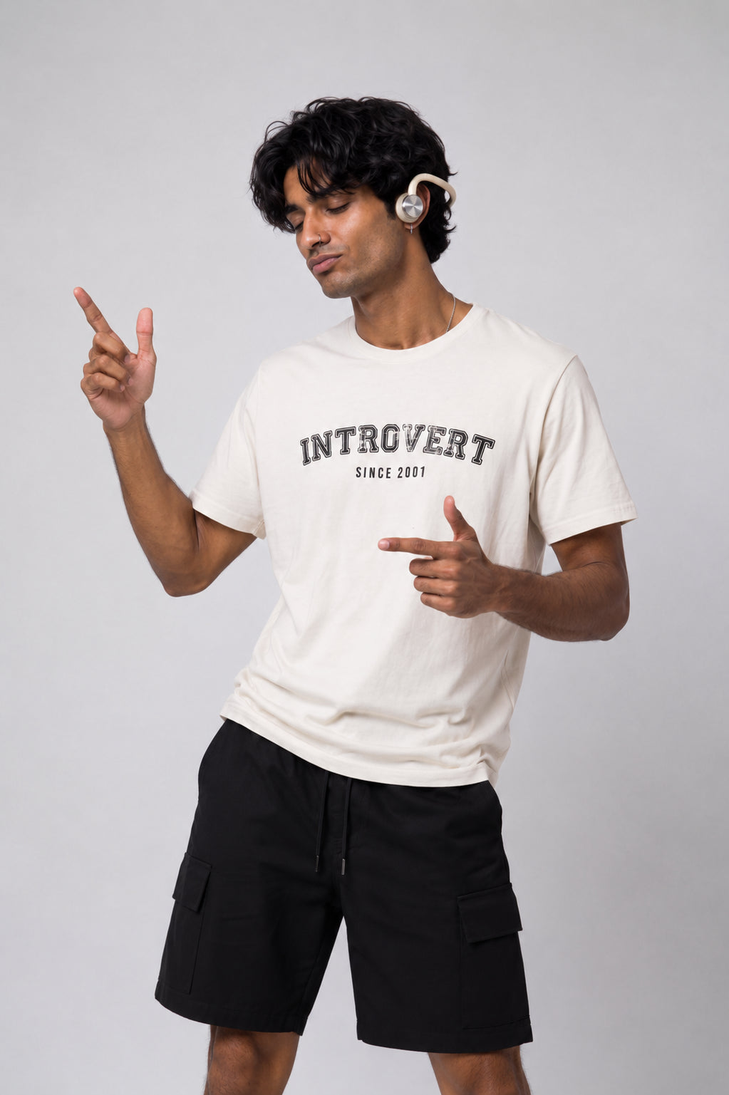 Mens Off White Typographic Printed T-Shirt - Image 1