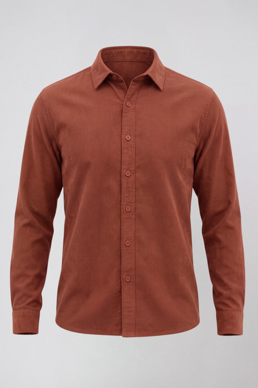 Mens Regular Fit Rust Solid Casual Shirt - Image 7